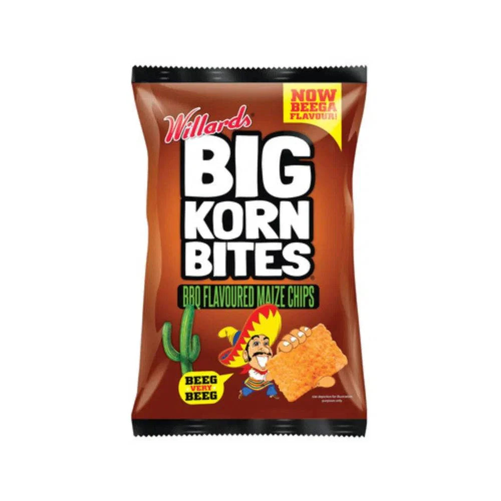 Willards Big Korn Bites Maize Chips-BBQ Flavoured -120g